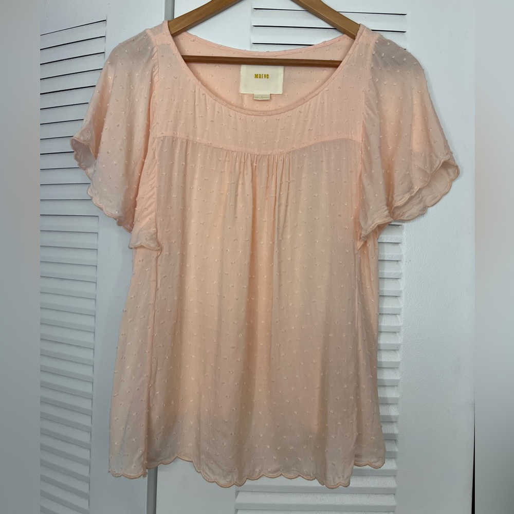 Maeve Light Pink Flutter Sleeve Blouse